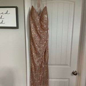 Clarisse rose gold sequin prom dress - size 14